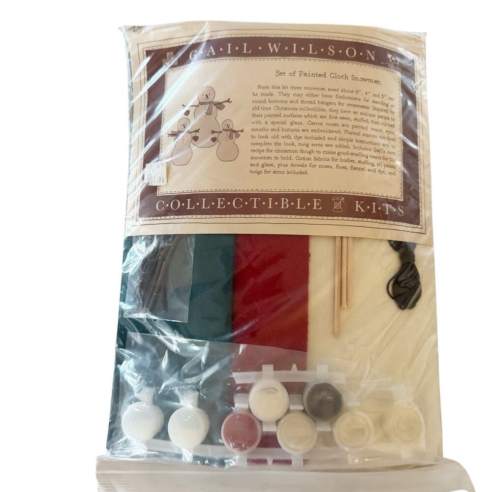 Gail Wilson Set of‎ Painted Cloth Snowmen collectible kit